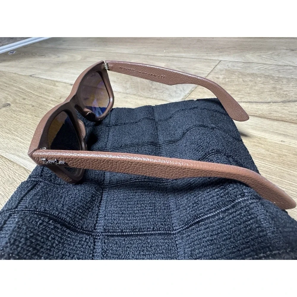 Ray Bans RB2140-Q-M 50[]22 GENUINE LEATHER BROWN GRADIENT UV WAYFARER SUNGLASSES